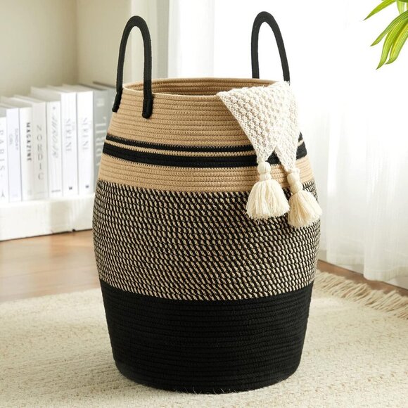 105L Extra Large Laundry Hamper Basket, Woven Tall Clothes Hamper for Storage Bl - Picture 1 of 8